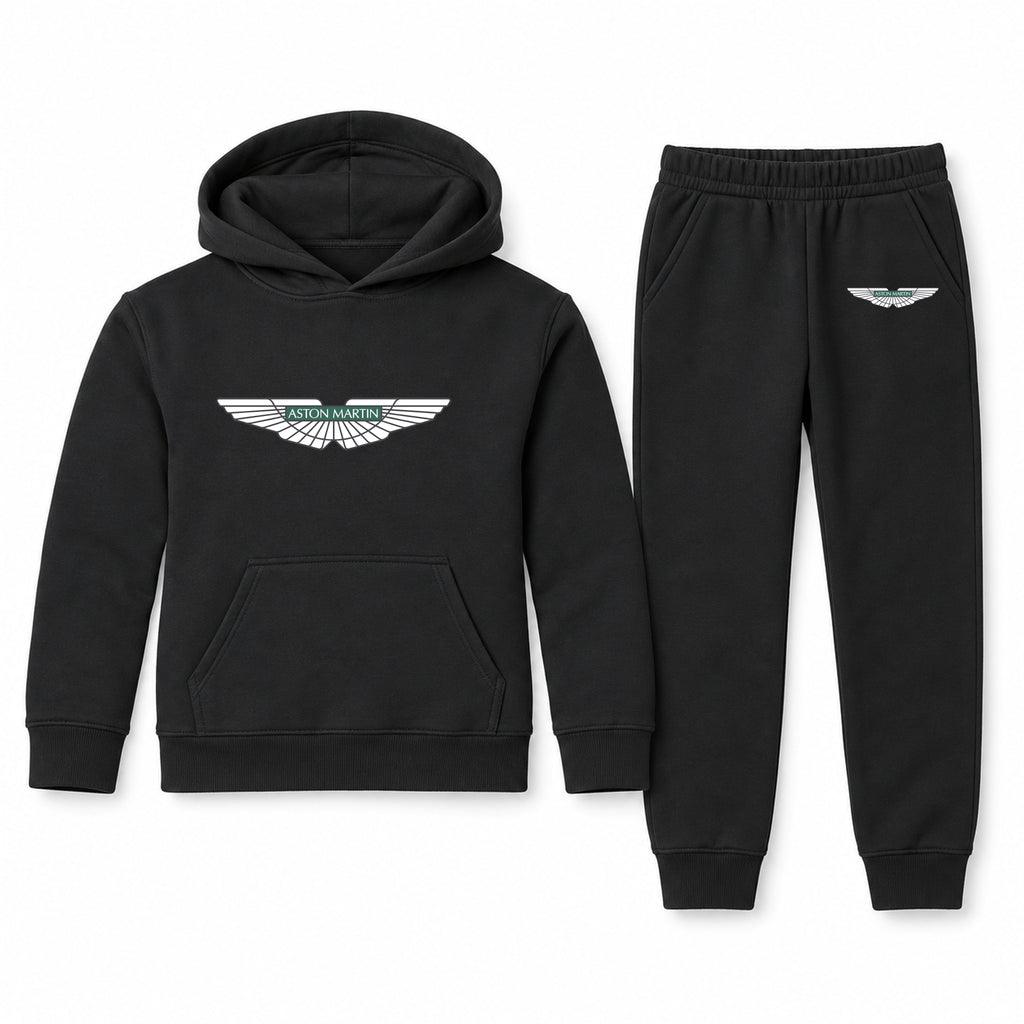 Aston Martin youth hoodie jogger set, Black, Youth Large ages 10–12