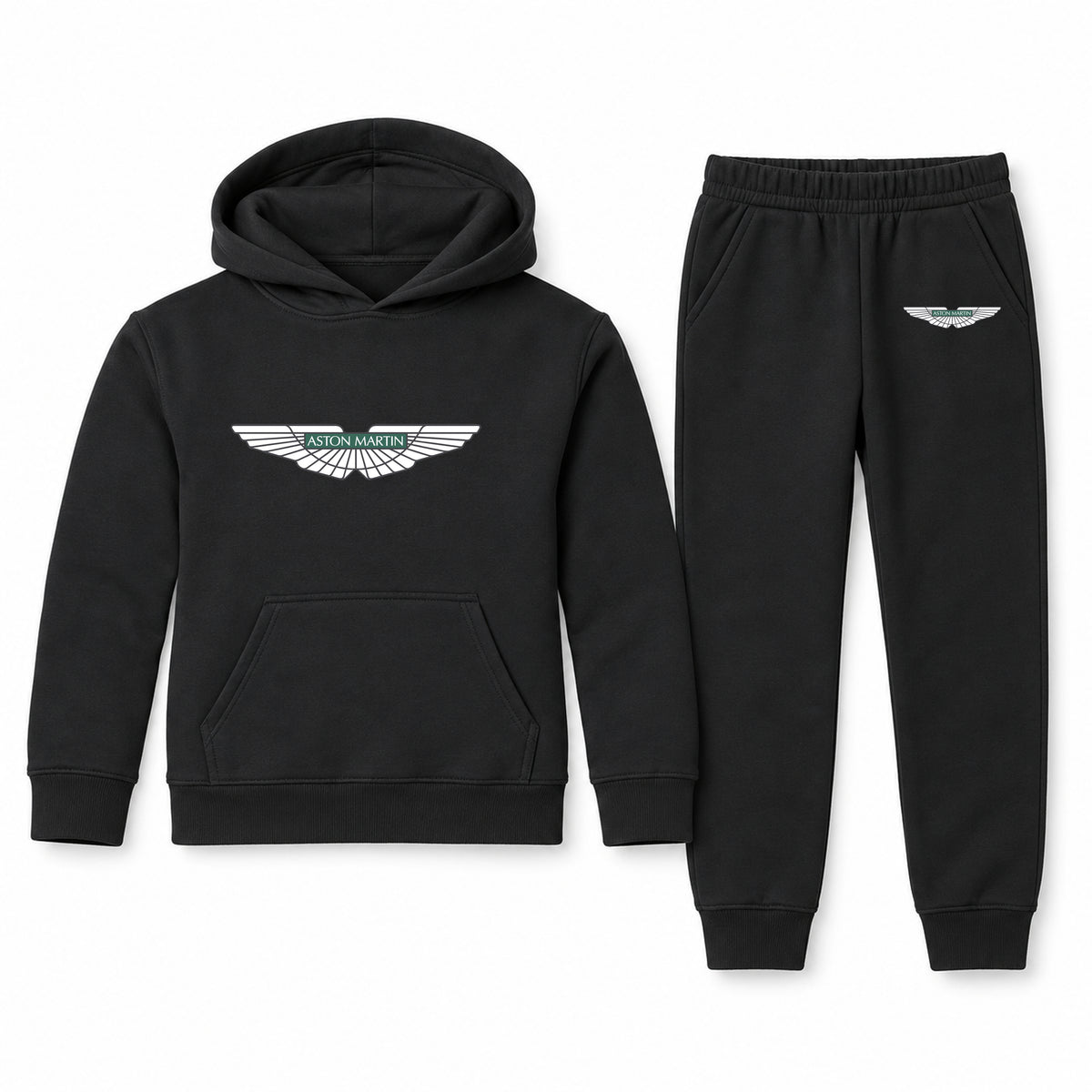 Aston Martin youth hoodie jogger set, Black, Youth Large ages 10–12