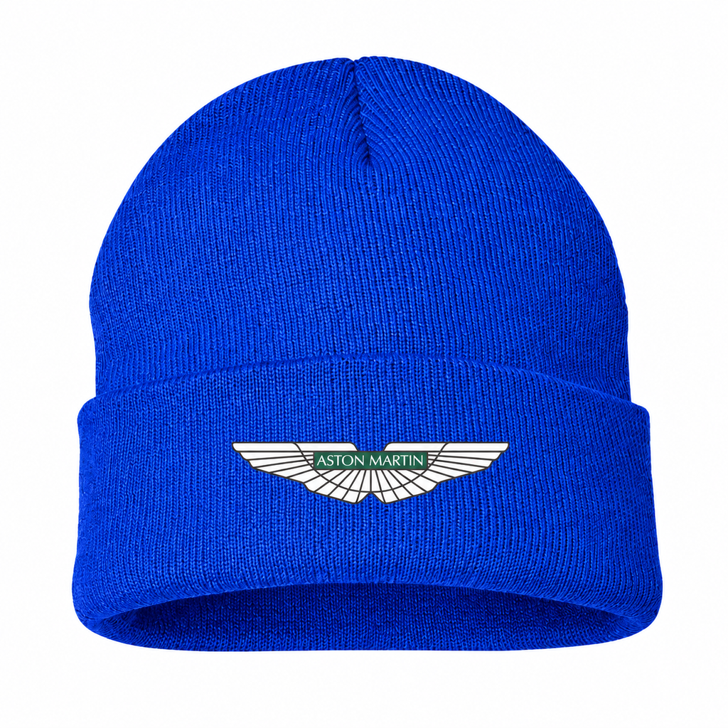 Men's Aston Martin Beanie Hat — Blue — clean front main