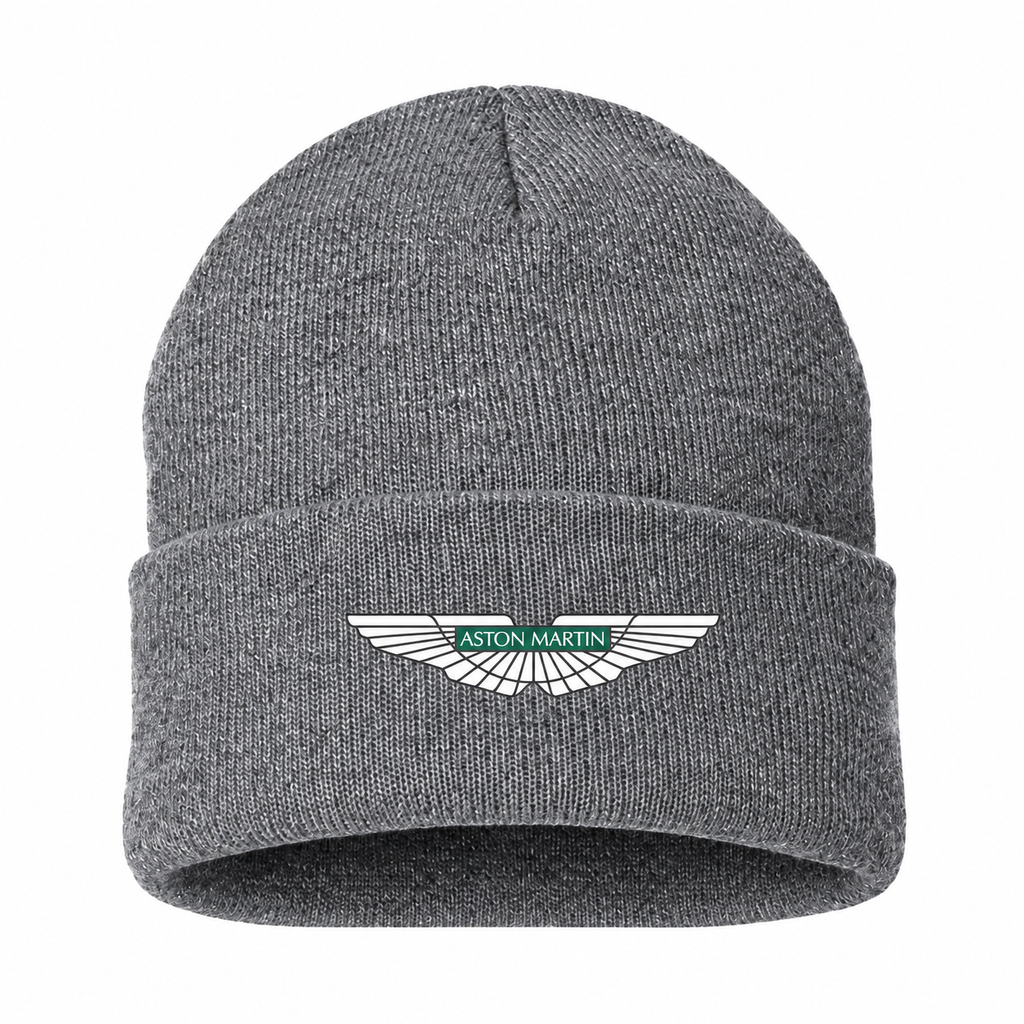 Men's Aston Martin Beanie Hat — Gray — clean front main