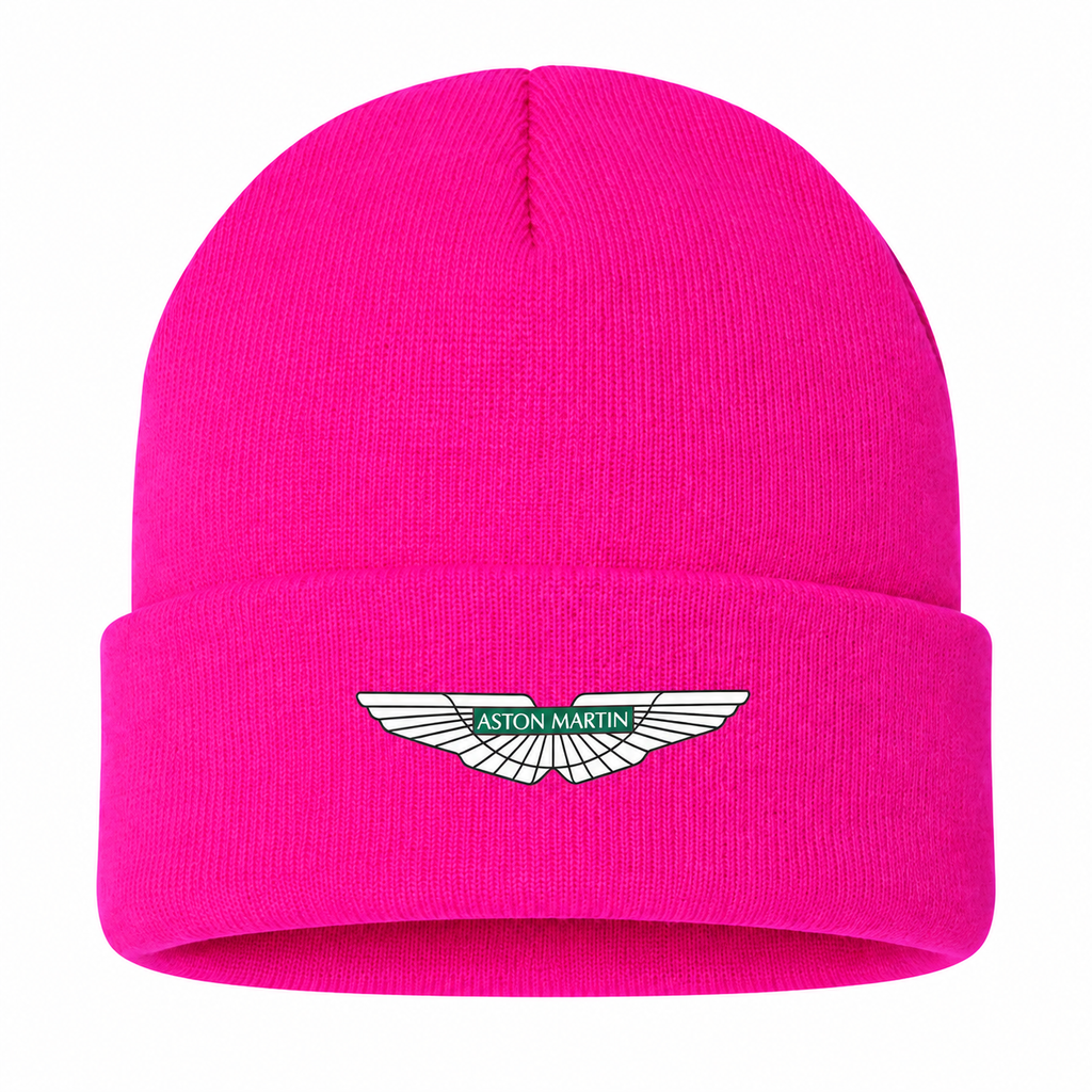 Men's Aston Martin Beanie Hat — Hot Pink — clean front main