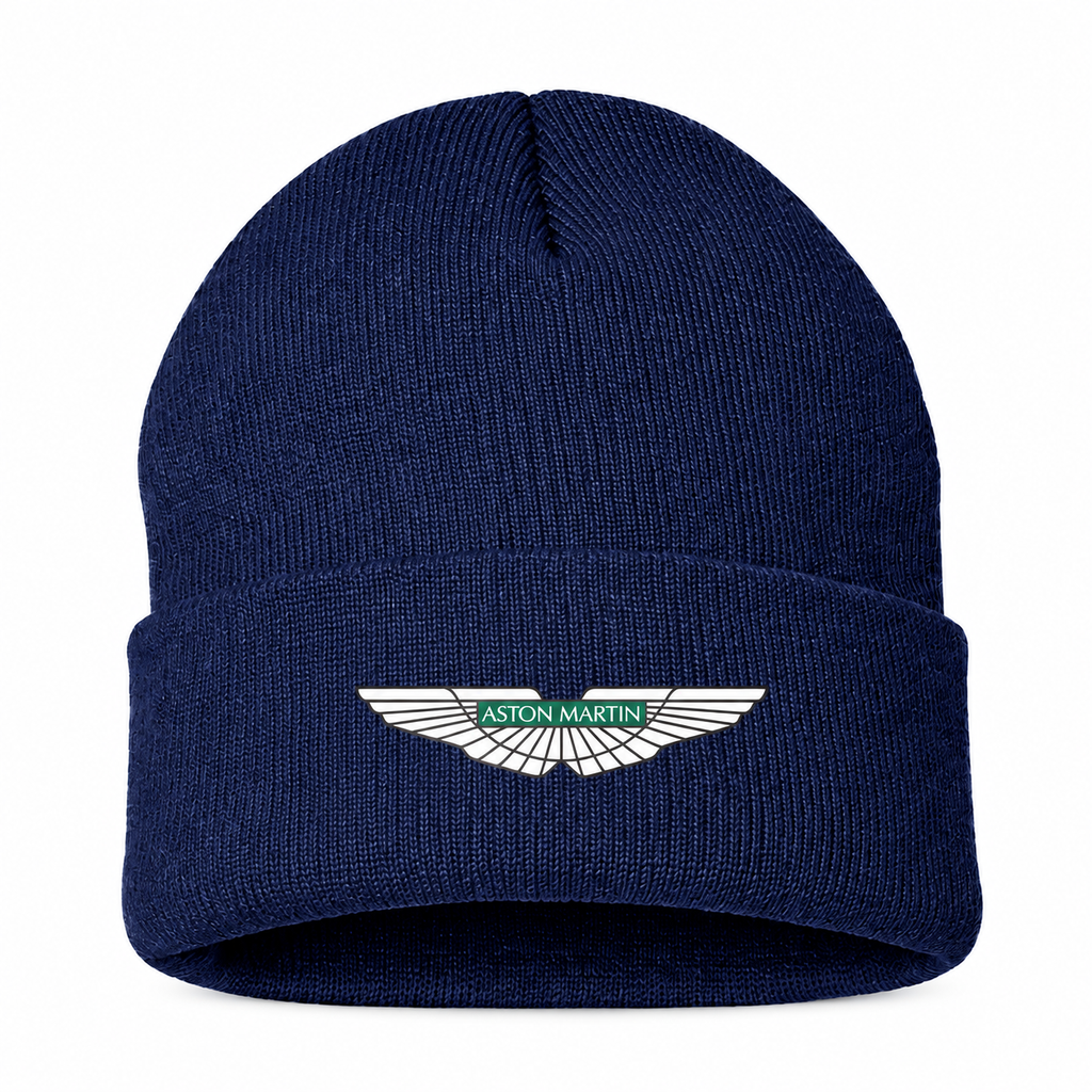 Men's Aston Martin Beanie Hat — Navy — clean front main