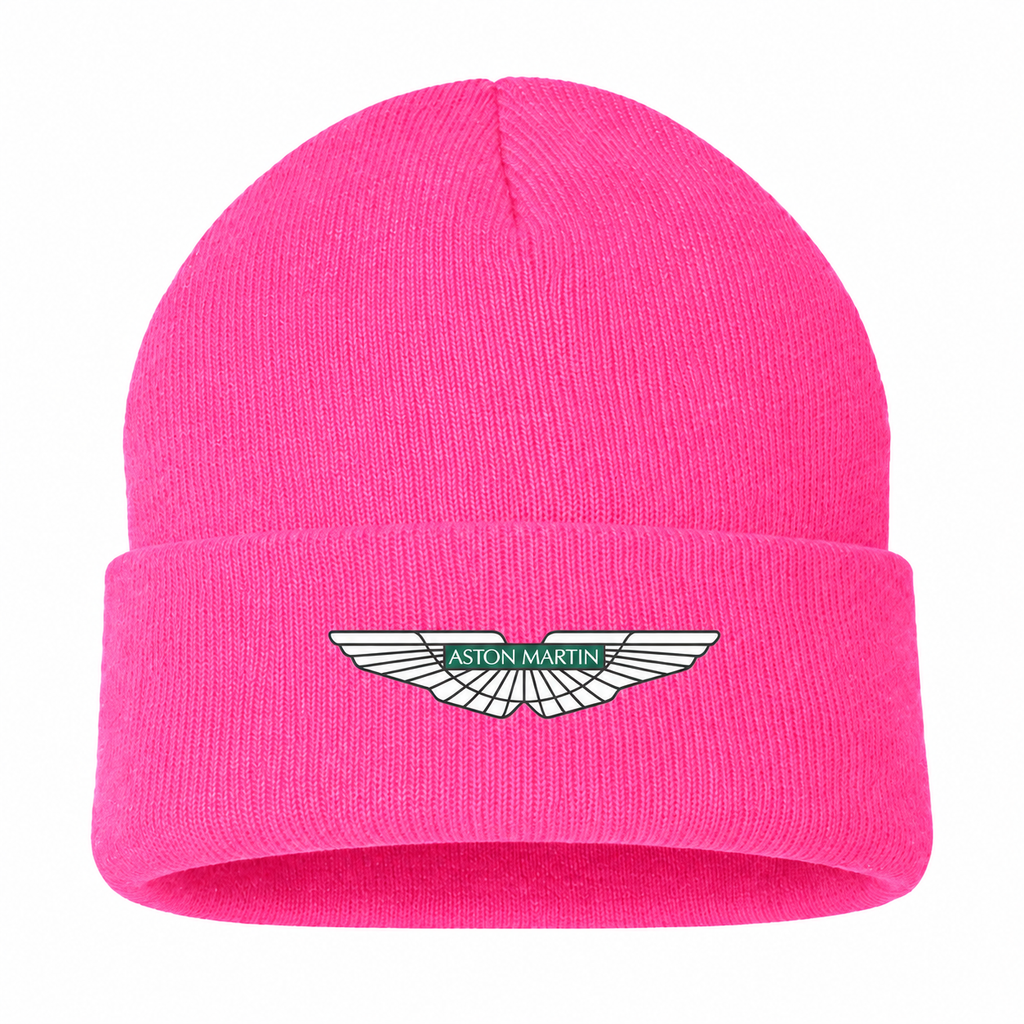 Men's Aston Martin Beanie Hat — Pink — clean front main