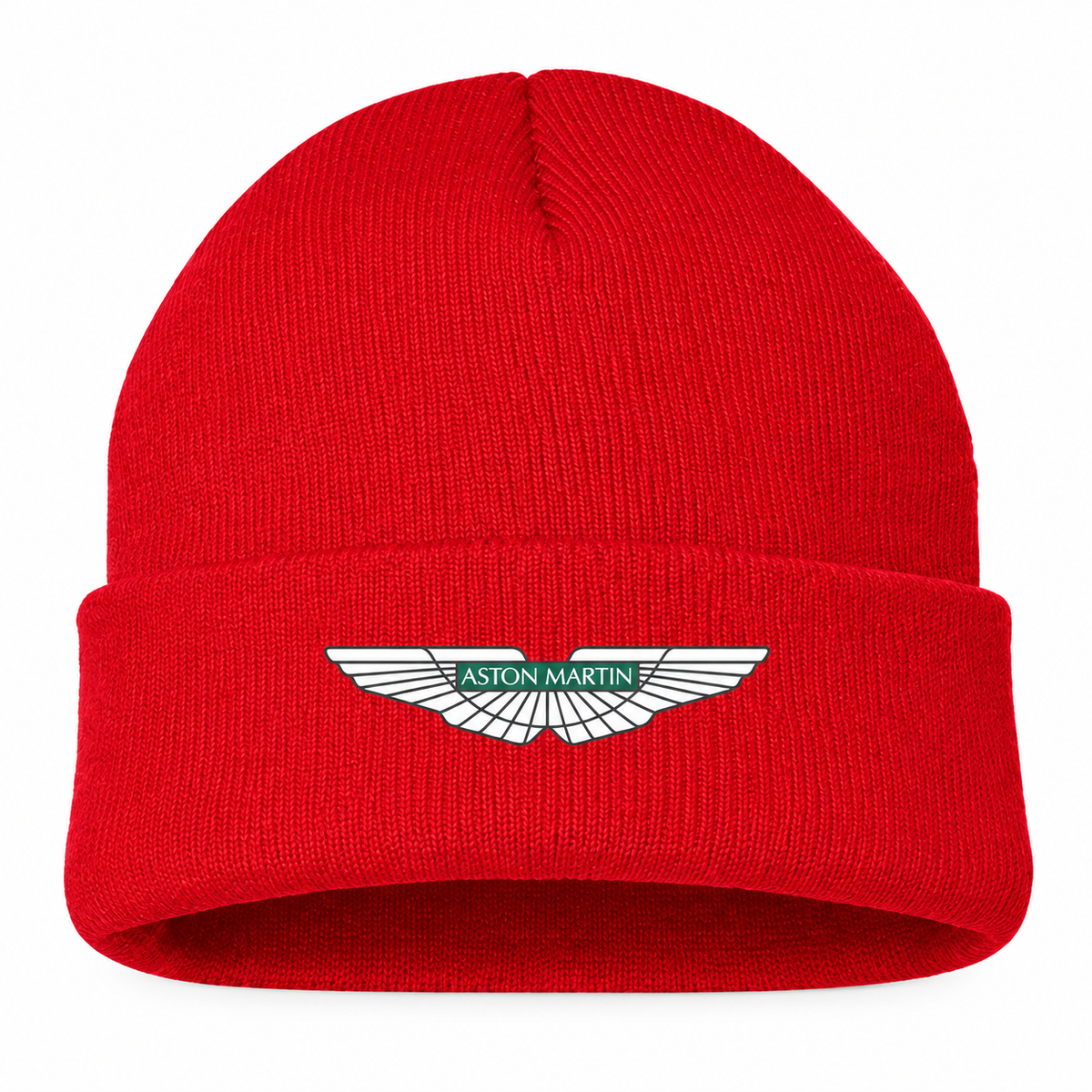 Men's Aston Martin Beanie Hat — Red — clean front main