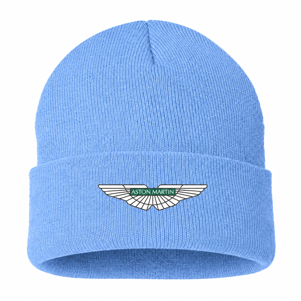 Men's Aston Martin Beanie Hat — Sky Blue — clean front main