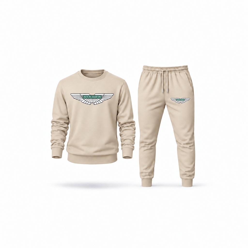 Men's Aston Martin Sweatshirt Joggers Set | Color: Tan | Main