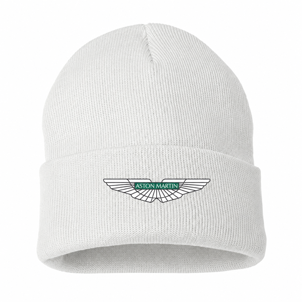 Men's Aston Martin Beanie Hat — White — clean front main