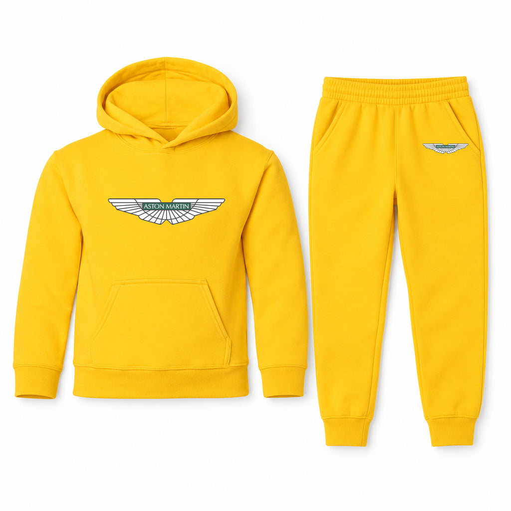 Aston Martin youth hoodie jogger set, Yellow, Youth Large ages 10–12