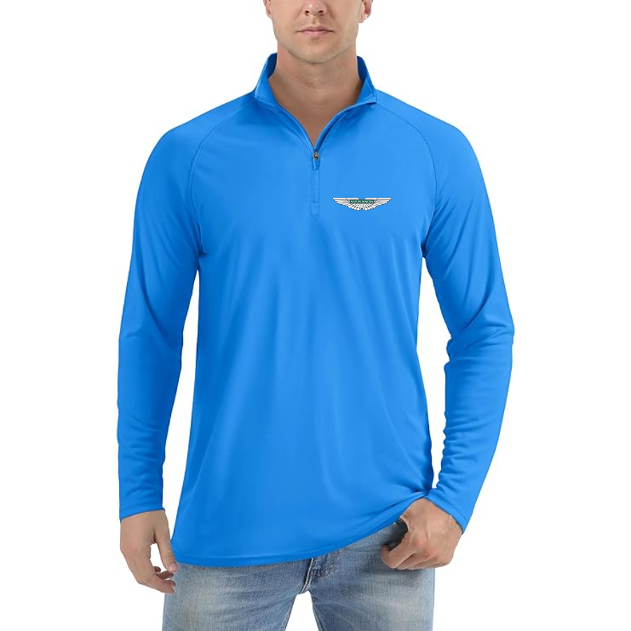 Men’s Aston Martin Car - Lightweight Quarter-Zip Athletic Shirt – Long Sleeve Polyester Wear