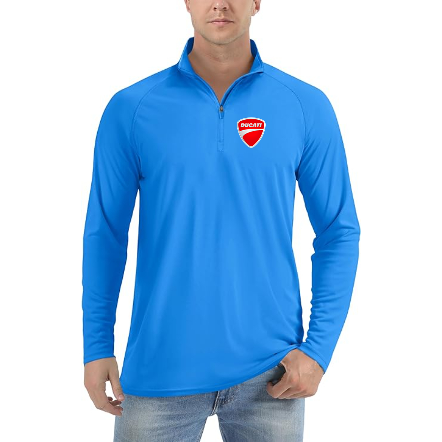 Men’s Ducati Motorcycle - Lightweight Quarter-Zip Athletic Shirt – Long Sleeve Polyester Wear