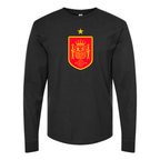 Men's Spain Red Logo National Soccer Team Long Sleeve T-Shirt