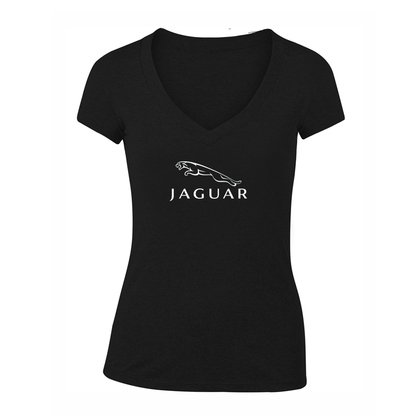 Women's Jaguar Symbol Car V-Neck T-Shirt