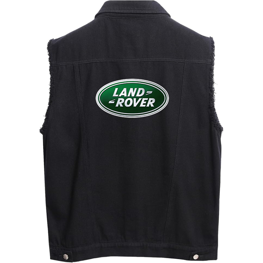 Men’s Land Rover Car - Sleeveless Distressed Denim Vest – Rugged Black Jean Jacket