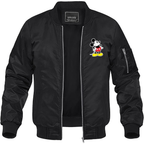 Men's Mickey Mouse Cartoon Lightweight Bomber Jacket Windbreaker Softshell Varsity Jacket Coat