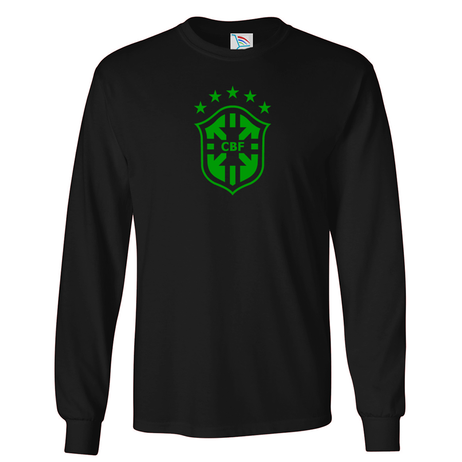 Youth Kids Brazil Soccer Long Sleeve T-Shirt