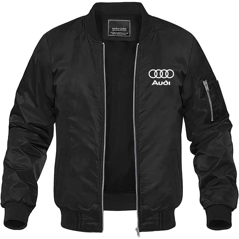 Men’s Audi Motorsports Car Lightweight Bomber Jacket Windbreaker Softshell Varsity Jacket Coat