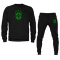Men's Brazil Soccer Logo Crewneck Sweatshirt Joggers Suit