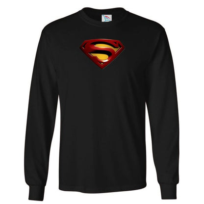 Youth Kids Superman Superhero Long Sleeve T-Shirt