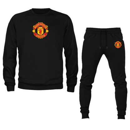 Men’s Manchester United Soccer Soccer Logo Crewneck Sweatshirt Joggers Suit