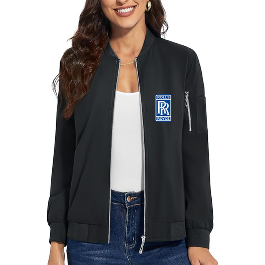 Women's Rolls Royce Car - Premium Bomber Jacket with Polished Detailing and Functional Sleeve Pocket - Modern Luxury Outerwear