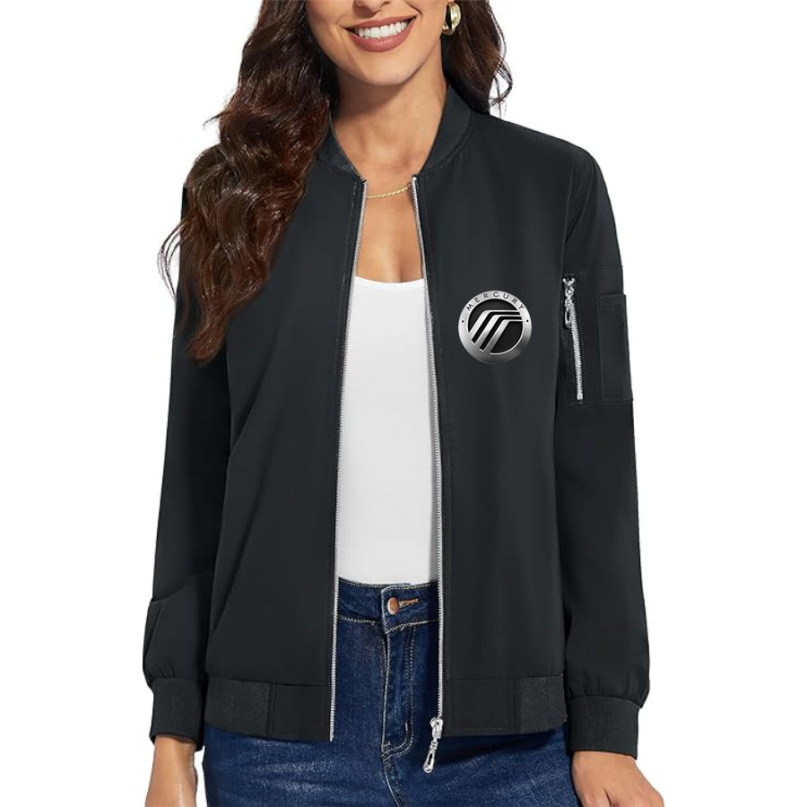 Women's Mercury Car - Premium Bomber Jacket with Polished Detailing and Functional Sleeve Pocket - Modern Luxury Outerwear