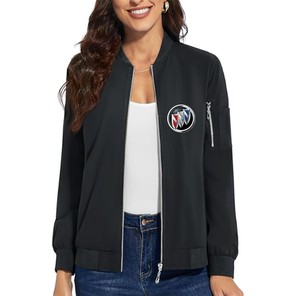 Women's Buick Car - Premium Bomber Jacket with Polished Detailing and Functional Sleeve Pocket - Modern Luxury Outerwear