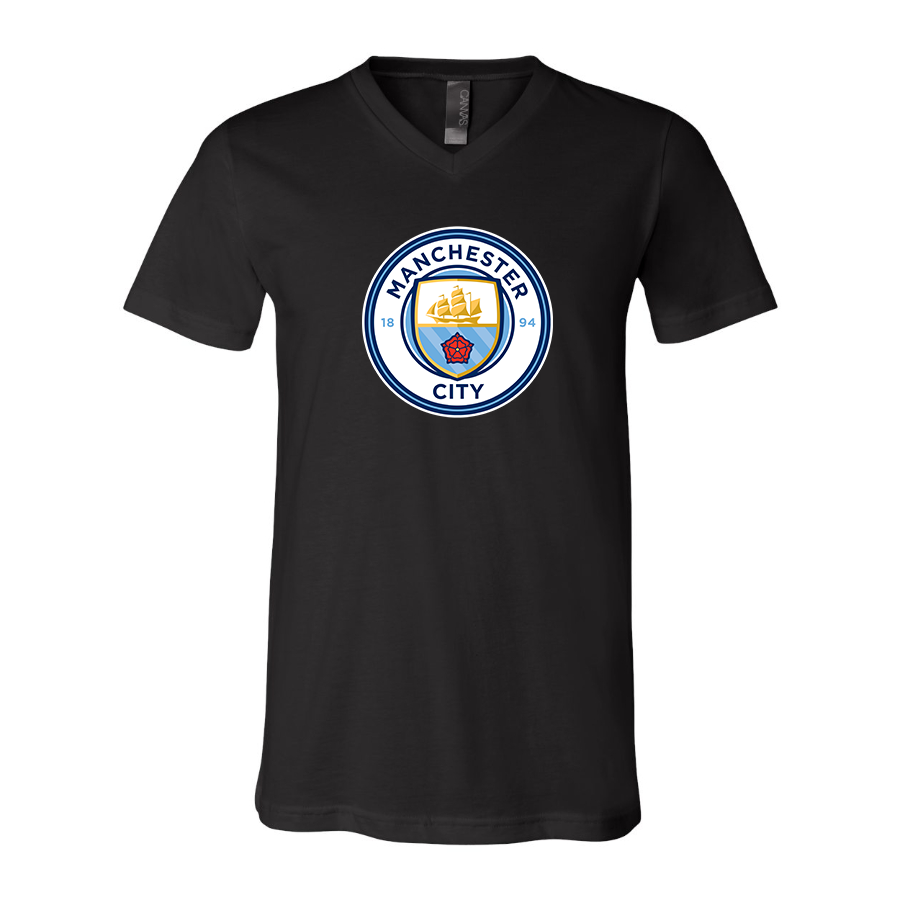Men’s  Manchester City Soccer - BELLA + CANVAS - Jersey V-Neck Tee - 3005
