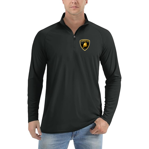 Men’s Lamborghini Car - Lightweight Quarter-Zip Athletic Shirt – Long Sleeve Polyester Wear
