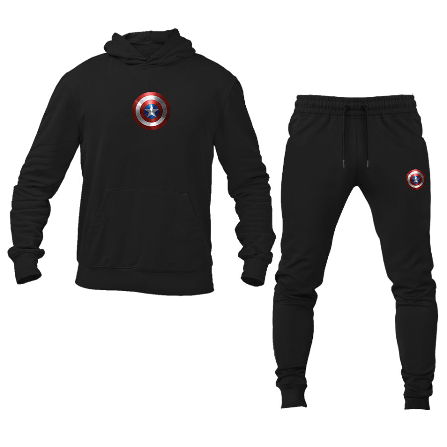 Men's Captain America Superhero Logo Hoodie Joggers Set