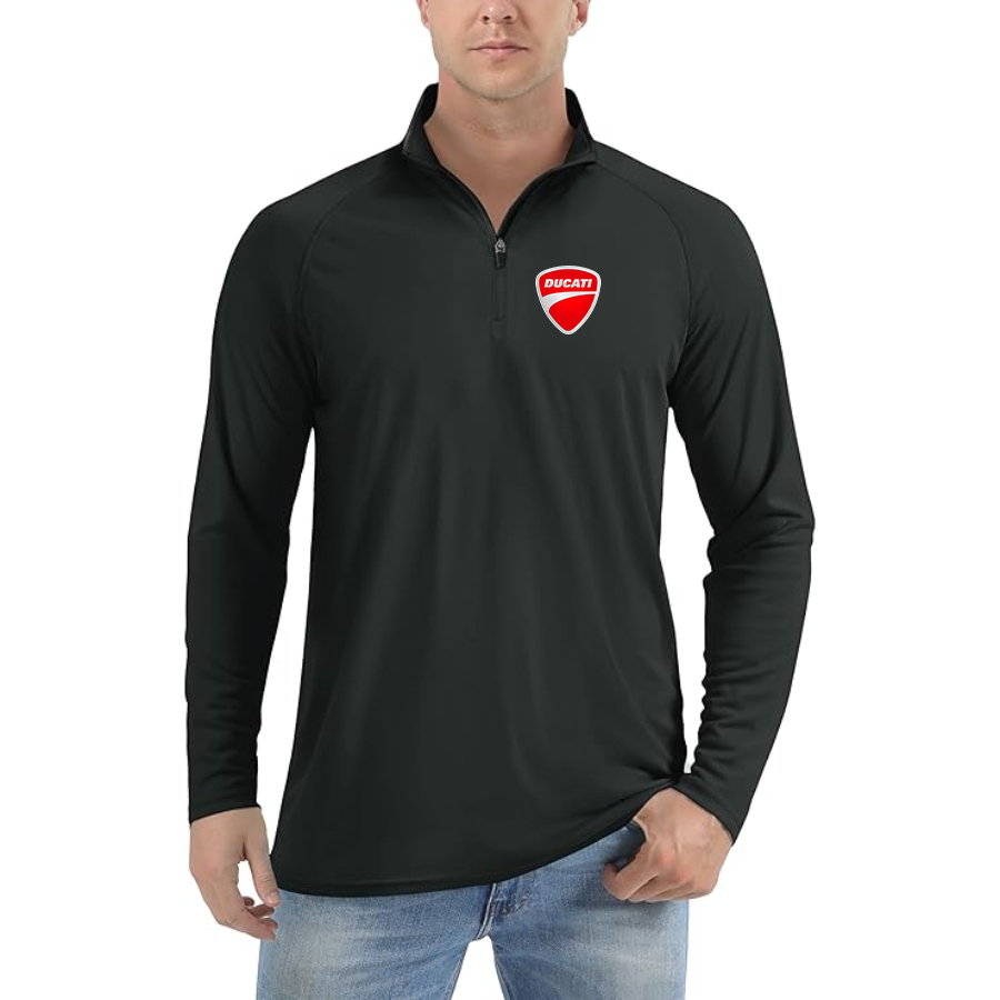 Men’s Ducati Motorcycle - Lightweight Quarter-Zip Athletic Shirt – Long Sleeve Polyester Wear