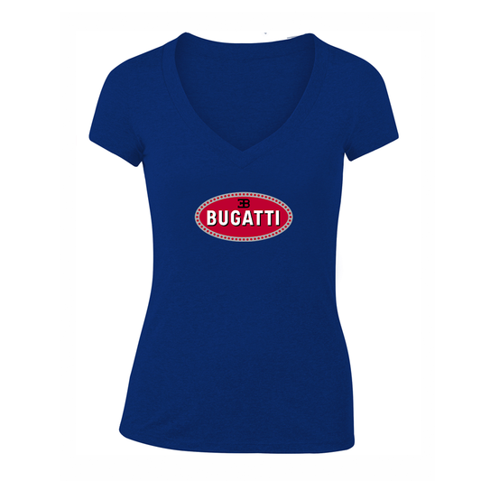 Women's Bugatti Car V-Neck T-Shirt