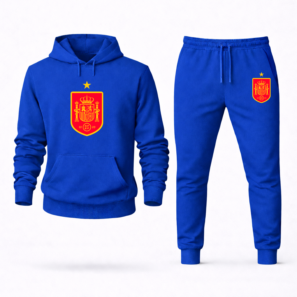 Men's Spain Red Logo National Soccer Team Hoodie Joggers Set