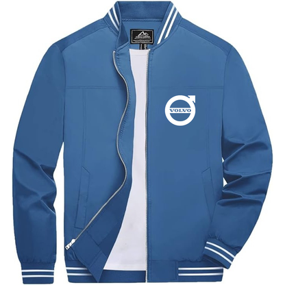 Men’s Volvo Car Lightweight Zip-Up Bomber Jacket with Ribbed Collar and Cuffs - Versatile Casual Outerwear