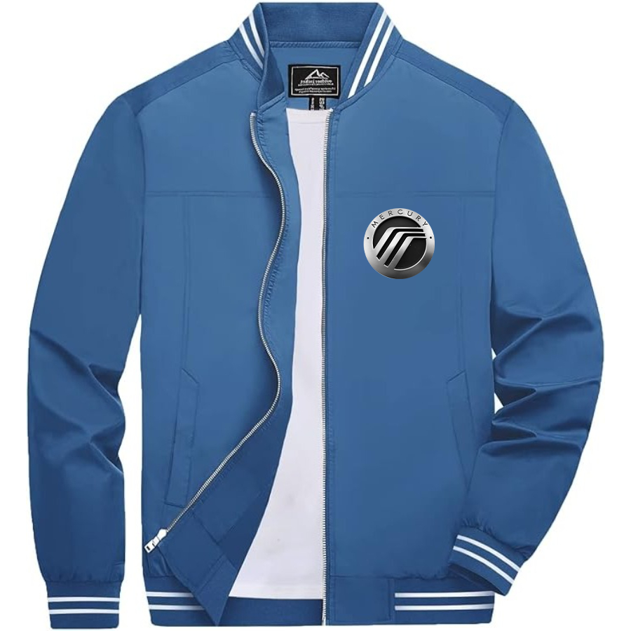 Men’s Mercury Car Lightweight Zip-Up Bomber Jacket with Ribbed Collar and Cuffs - Versatile Casual Outerwear