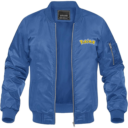 Men's Pokemon Cartoon Lightweight Bomber Jacket Windbreaker Softshell Varsity Jacket Coat