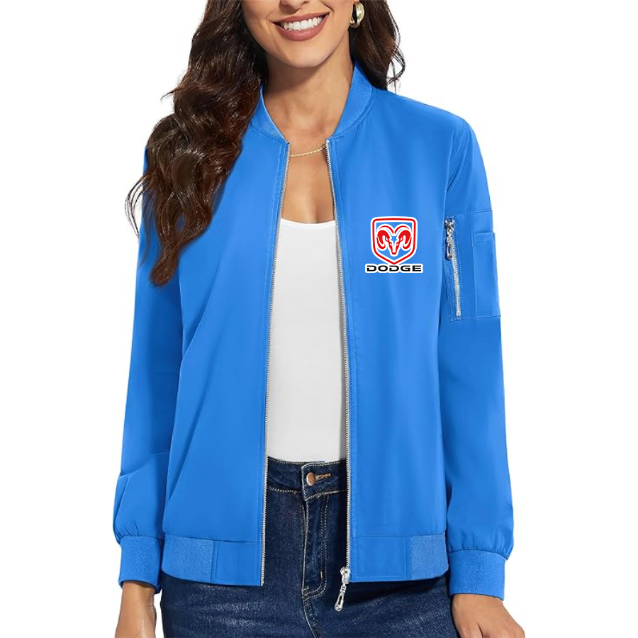 Women's Dodge Car - Premium Bomber Jacket with Polished Detailing and Functional Sleeve Pocket - Modern Luxury Outerwear