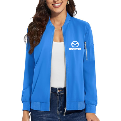 Women's Mazda Car - Premium Bomber Jacket with Polished Detailing and Functional Sleeve Pocket - Modern Luxury Outerwear