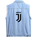 Men's Juventus Soccer - Sleeveless Distressed Denim Vest – Rugged Black Jean Jacket