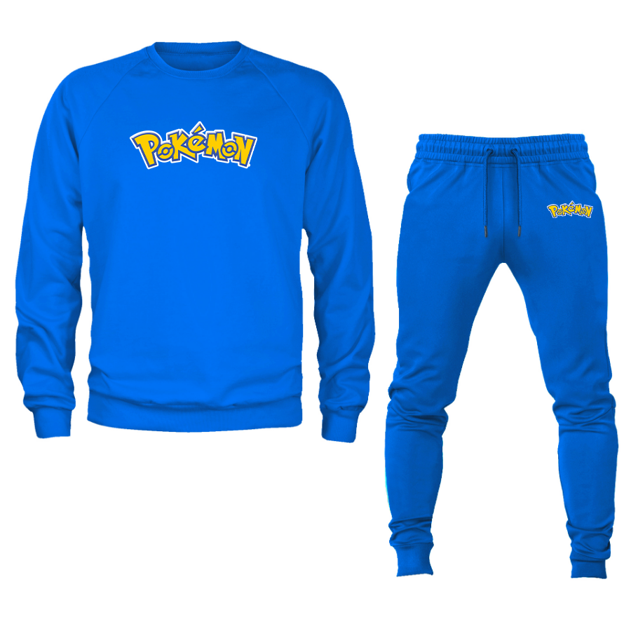 Men's Pokemon Cartoon Crewneck Sweatshirt Joggers Suit