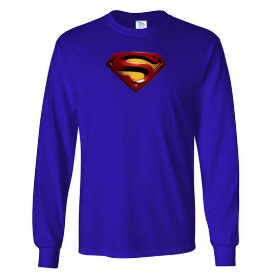 Youth Kids Superman Superhero Long Sleeve T-Shirt