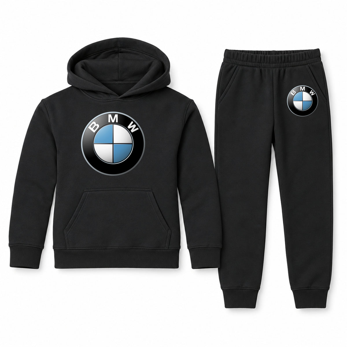 BMW youth hoodie jogger set, Black, Youth Large ages 10–12