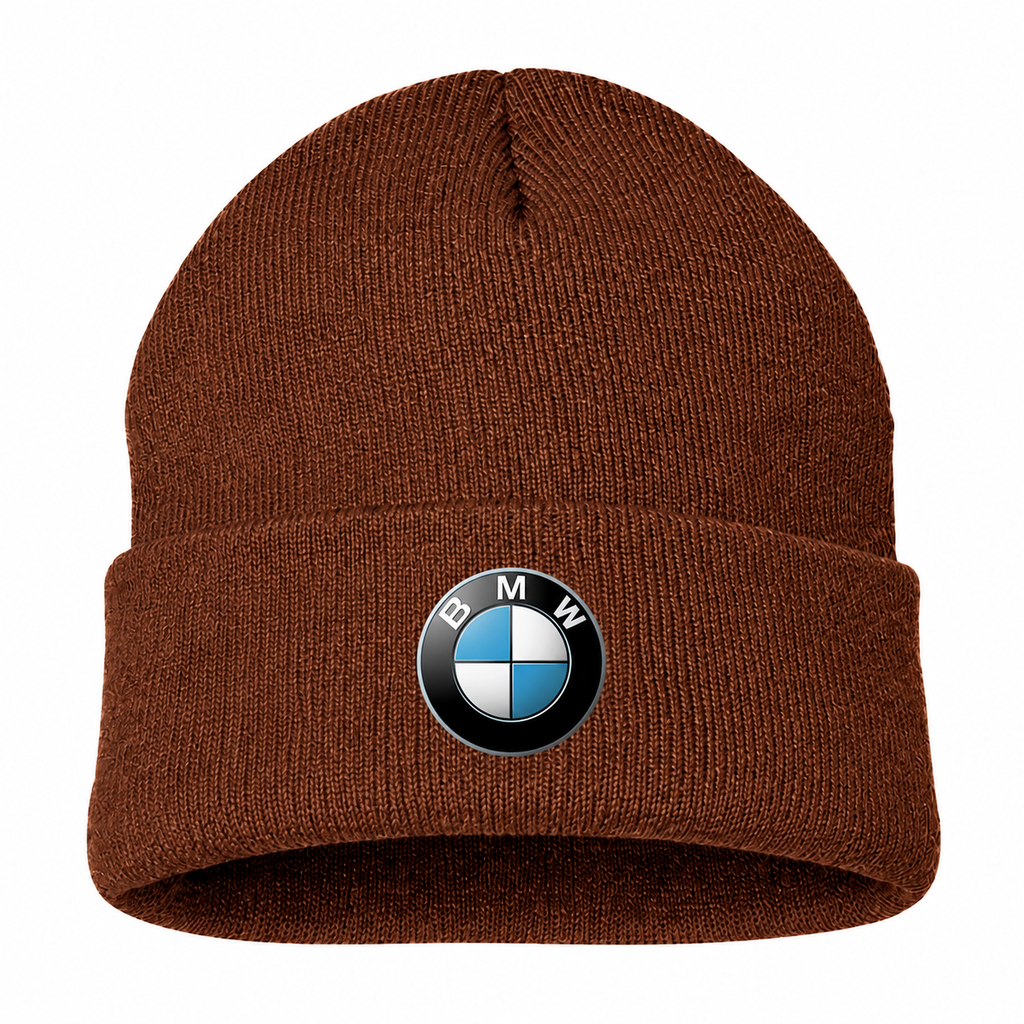 Men's BMW Beanie Hat — Brown — clean front main