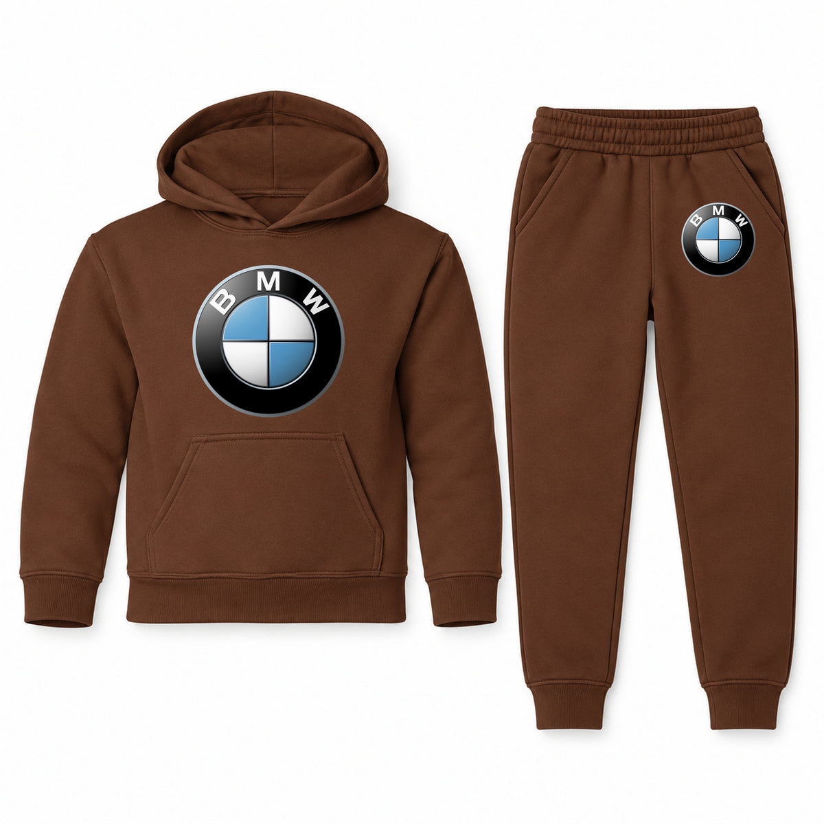 BMW youth hoodie jogger set, Brown, Youth Large ages 10–12