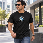 Men's BMW Motorsports Car Cotton T-Shirt | Color: Black | Image 2