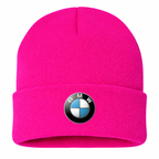 Men's BMW Beanie Hat — Hot Pink — clean front main