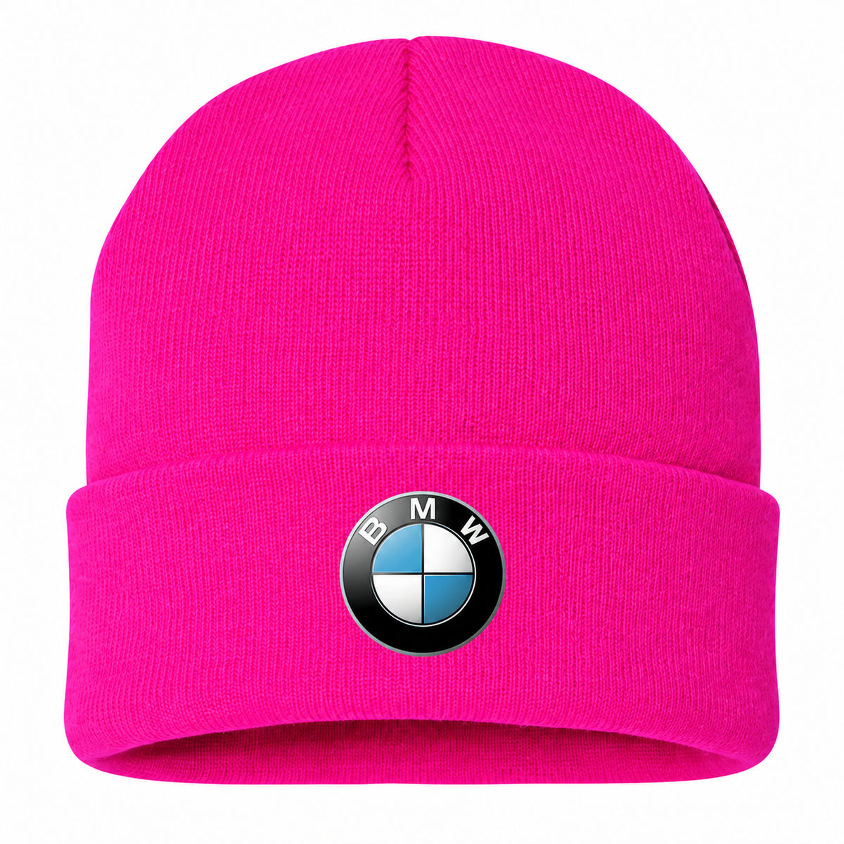 Men's BMW Beanie Hat — Hot Pink — clean front main