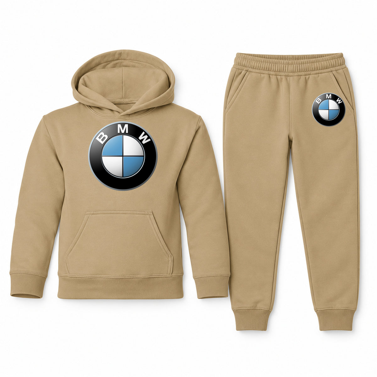 BMW youth hoodie jogger set, Khaki, Youth Large ages 10–12