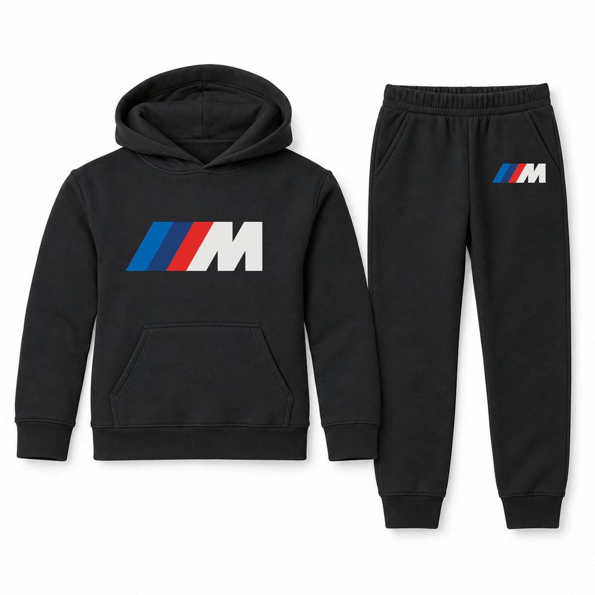 BMW M youth hoodie jogger set, Black, Youth Large ages 10–12