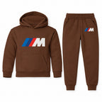 BMW M youth hoodie jogger set, Brown, Youth Large ages 10–12