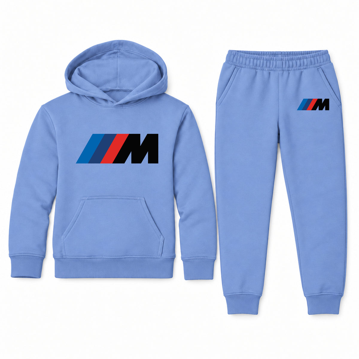 BMW M youth hoodie jogger set, Carolina Blue, Youth Large ages 10–12